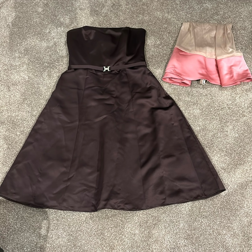 Elegant Brown Strapless Dress